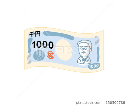 Bank of Japan 1000 yen note illustration Bank of Japan 1000 yen note illustration 130500786