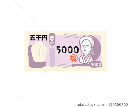 Bank of Japan 5000 yen note illustration 130500790