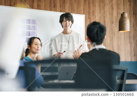 Young businessman from an IT company having a meeting 130501668