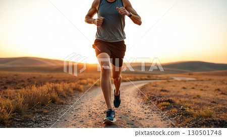 Portrait of a middle-aged man during a morning jog 130501748