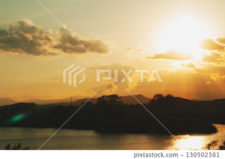 Sunset over the Abukuma River 130502381