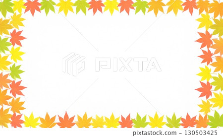 Autumn frame 6 decorated with red and yellow leaves 130503425