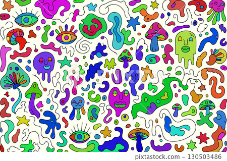 cute seamless pattern with unicorns, dragon 130503486