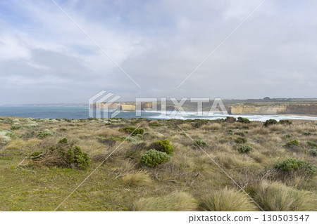 sherbrooke River Beach with blue sky at Port Campbell, Victoria, Australia. 130503547
