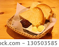 Bean paste and butter toast in a basket 130503585
