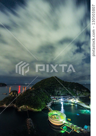 [Shimoda City, Shizuoka Prefecture] Shimoda Aquarium at night viewed from Shimoda Park 130503807