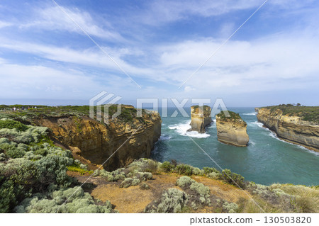 Tom and Eva lookout point at Loch Ard Gorge, so named for the only two survivors of a shipwreck here in 1878. Great Ocean Road, Australia. 130503820