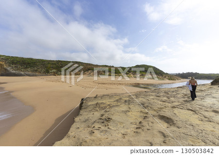 Stunning view of Sherbrooke River Beach at Port Campbell, Victoria, Australia. 130503842
