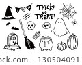 Hand-drawn Halloween illustration set (vector) 130504091