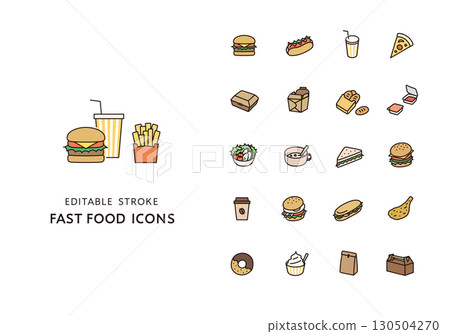 Fast food icon set (color) Fast food icon set (color) 130504270