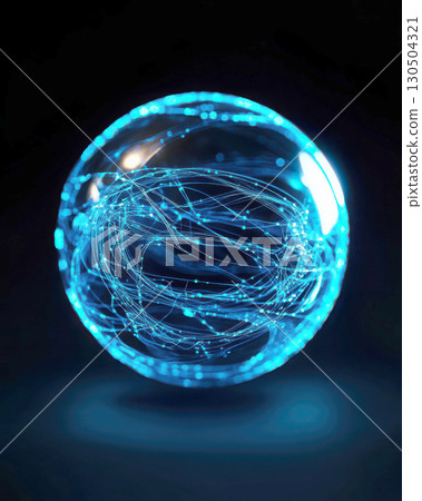 A glowing blue sphere with swirling light patterns inside. 130504321