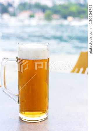 Delicious draft beer in the evening at a European resort 130504761