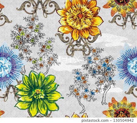 Assorted Artistic Floral And Botanical Patterned Decorative Paper Collection Assorted Artistic Floral And Botanical Patterned Decorative Paper Collection 130504942