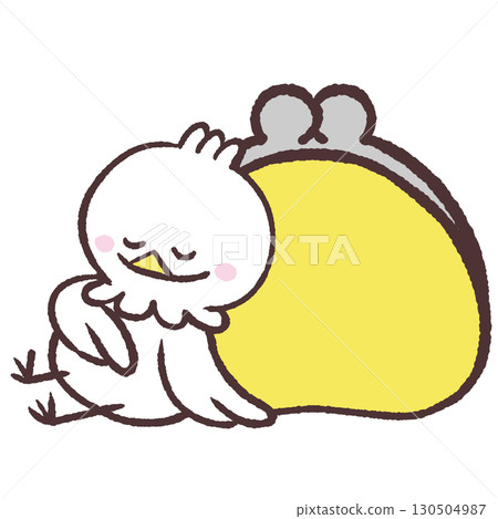 Illustration of a wallet and a sleeping white bird 130504987