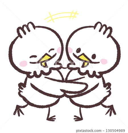 Illustration of happy white birds Illustration of happy white birds 130504989