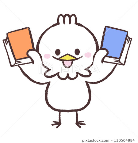 一隻白鳥雙手捧著一本書的插圖 一隻白鳥雙手捧著一本書的插圖 130504994