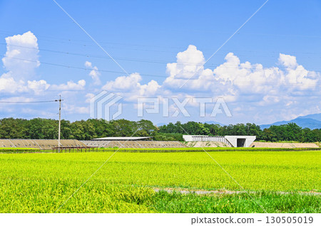 松本市夏季鄉村景觀與道路施工現場 130505019
