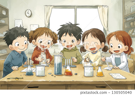 Children enjoying science experimentsScene scene of children enjoying science experiments 130505040