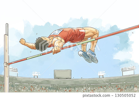跳高運動員越過橫桿 130505052