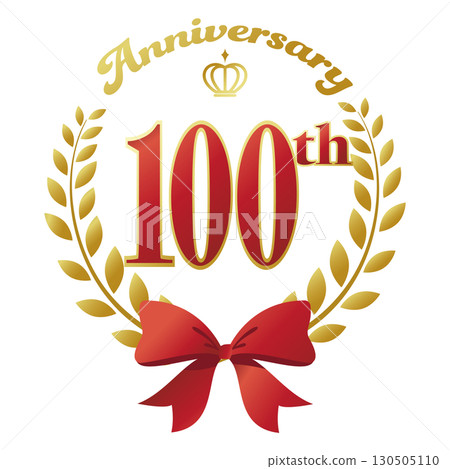 Centenary anniversary icon. Red ribbon and decorative frame. Centenary anniversary icon. Red ribbon and decorative frame. 130505110