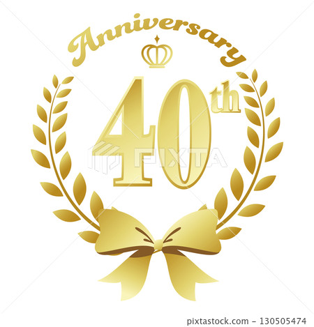 40th anniversary icon with gold ribbon and decorative frame. 40th anniversary icon with gold ribbon and decorative frame. 130505474