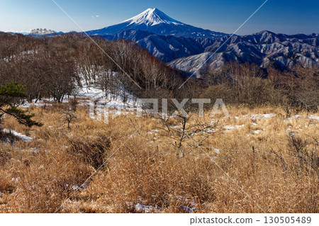 冬天從大寶薩山脈的大倉高丸看到的富士山 冬天從大寶薩山脈的大倉高丸看到的富士山 130505489