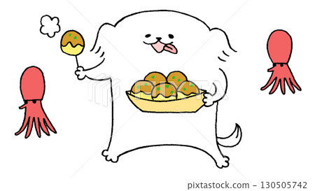 Dog eating takoyaki 130505742