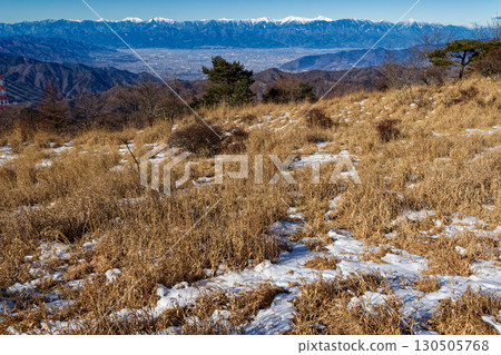 The Southern Alps mountain range as seen from Okura Takamaru in the Daibosatsu Range The Southern Alps mountain range as seen from Okura Takamaru in the Daibosatsu Range 130505768