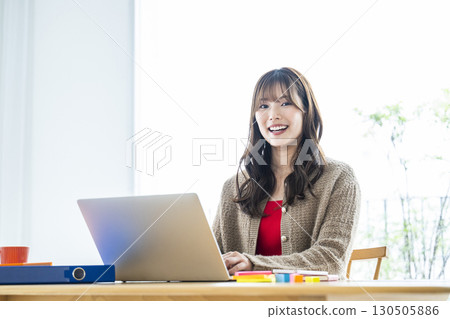 Young Woman Telework Remote Work Young Woman Telework Remote Work 130505886