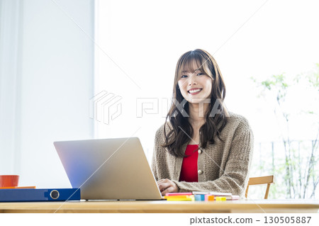 Young Woman Telework Remote Work Young Woman Telework Remote Work 130505887