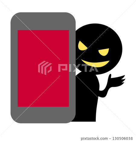 Illustration of a bad person committing fraud on a smartphone 130506038