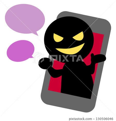 Illustration of a bad person committing fraud on a smartphone 130506046