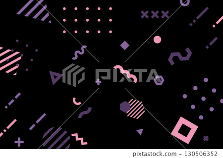 Stylish and cute geometric background decoration illustration, abstract Memphis design 130506352