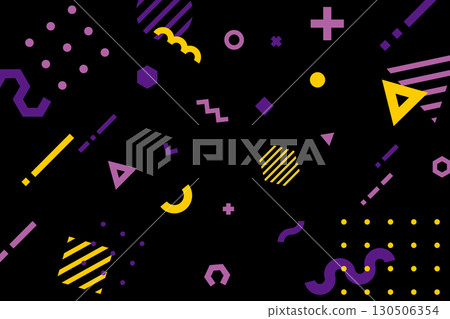 Stylish and cute geometric background decoration illustration, abstract Memphis design 130506354