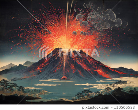 Illustration of erupting Sakurajima 130506558
