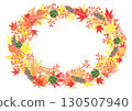 Watercolor autumn leaves, autumn leaf wreath 01 130507940