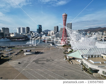 Aerial view of the harbor scenery near Kobe Meriken Park Aerial view of the harbor scenery near Kobe Meriken Park 130507983