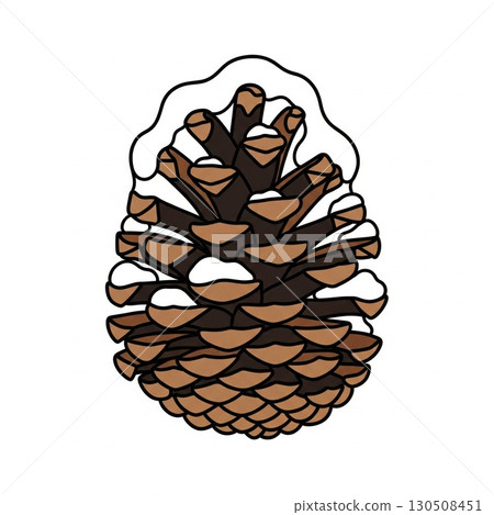 Snow Topped Pine Cone Illustration on White Background for Winter Season Snow Topped Pine Cone Illustration on White Background for Winter Season 130508451