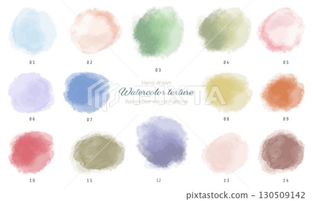 一組彩色水彩紋理（粉彩） 130509142