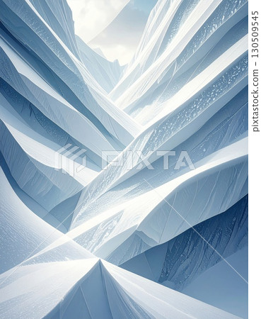 Abstract Winter Landscape with Diagonal Snow Drifts and Blue Tones in a Geometric Design 130509545
