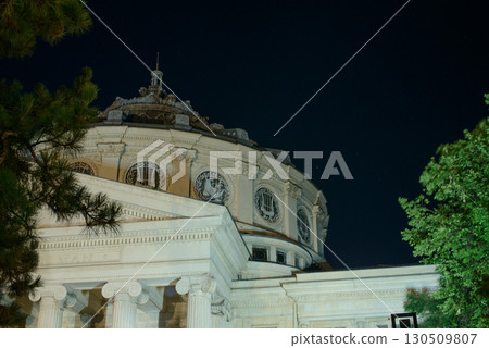 Romanian Athenaeum at Night with Starry Sky in Bucharest Romanian Athenaeum at Night with Starry Sky in Bucharest 130509807
