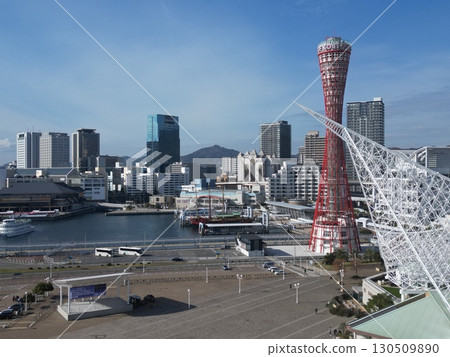 Aerial view of the harbor scenery near Kobe Meriken Park 130509890