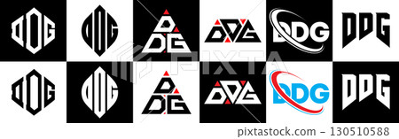 DDG letter logo design in six style. DDG polygon, circle, triangle, hexagon, flat and simple style with black and white color variation letter logo set in one artboard. DDG minimalist and classic logo DDG letter logo design in six style. DDG polygon, circle, triangle, hexagon, flat and simple style with black and white color variation letter logo set in one artboard. DDG minimalist and classic logo 130510588
