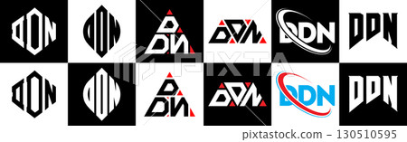 DDN letter logo design in six style. DDN polygon, circle, triangle, hexagon, flat and simple style with black and white color variation letter logo set in one artboard. DDN minimalist and classic logo DDN letter logo design in six style. DDN polygon, circle, triangle, hexagon, flat and simple style with black and white color variation letter logo set in one artboard. DDN minimalist and classic logo 130510595