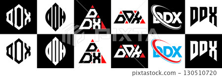 DDX letter logo design in six style. DDX polygon, circle, triangle, hexagon, flat and simple style with black and white color variation letter logo set in one artboard. DDX minimalist and classic logo DDX letter logo design in six style. DDX polygon, circle, triangle, hexagon, flat and simple style with black and white color variation letter logo set in one artboard. DDX minimalist and classic logo 130510720