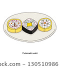 Chiba specialty thick sushi roll illustration_line drawing 130510986