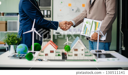Real estate broker agent presenting and consult to customer to decision making sign insurance form agreement, home model Real estate broker agent presenting and consult to customer to decision making sign insurance form agreement, home model 130511141