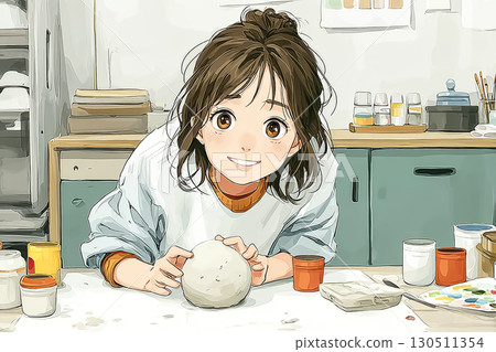 Miyu Series: Miyu High School Student Art Club Sculpture Making Smile 130511354