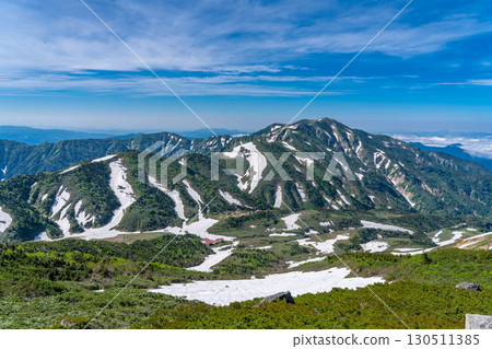 從東尾岩眺望別津山、大屏山、南龍牙馬場。初夏攀登白山禦前峰（東尾岩路線） 130511385