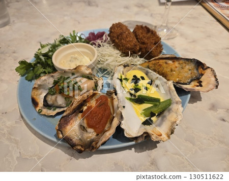 Fried oysters and grilled oysters set meal 130511622